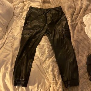 Men’s Vegan Leather Cargo Joggers